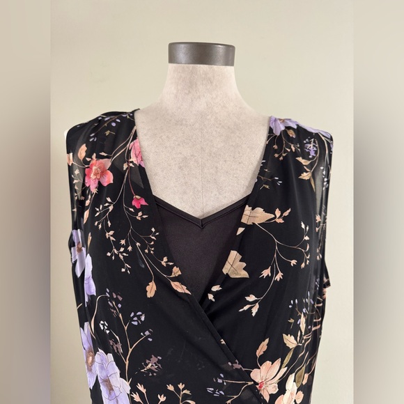 Calvin Klein A Line Floral Midi Dress with Separate Slip Size 12 - Picture 4 of 14